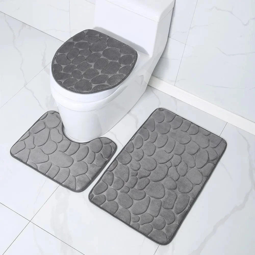 Set of 3 Absorbent Non-Slip Bath Rugs - Monzzi Collection