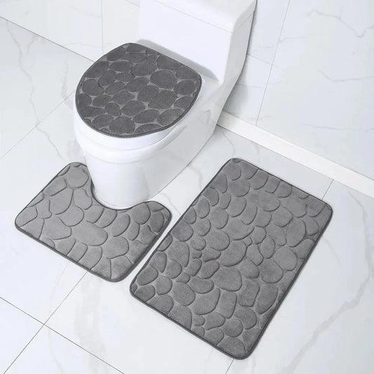 Set of 3 Absorbent Non-Slip Bath Rugs - Monzzi Collection
