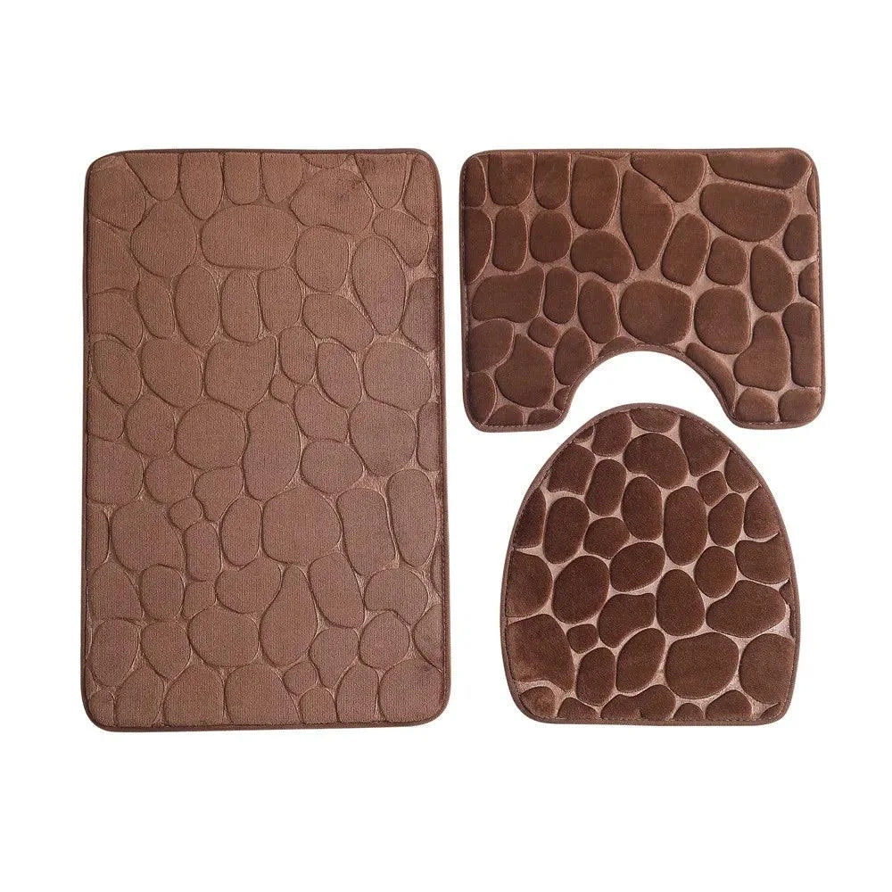 Set of 3 Absorbent Non-Slip Bath Rugs - Monzzi Collection