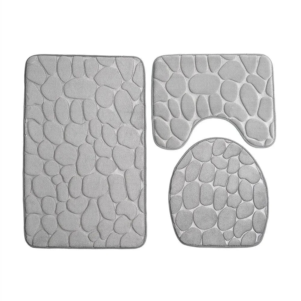 Set of 3 Absorbent Non-Slip Bath Rugs - Monzzi Collection