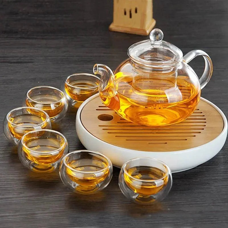 Monzzi Glass Tea Cup Set for Kung Fu Tea Ceremony