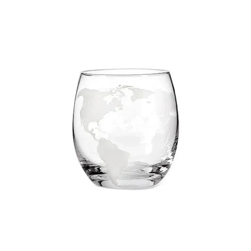 Glass Globe Decanter Set with Wooden Base and 2 Monzzi Glasses