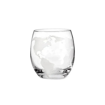 Glass Globe Decanter Set with Wooden Base and 2 Monzzi Glasses