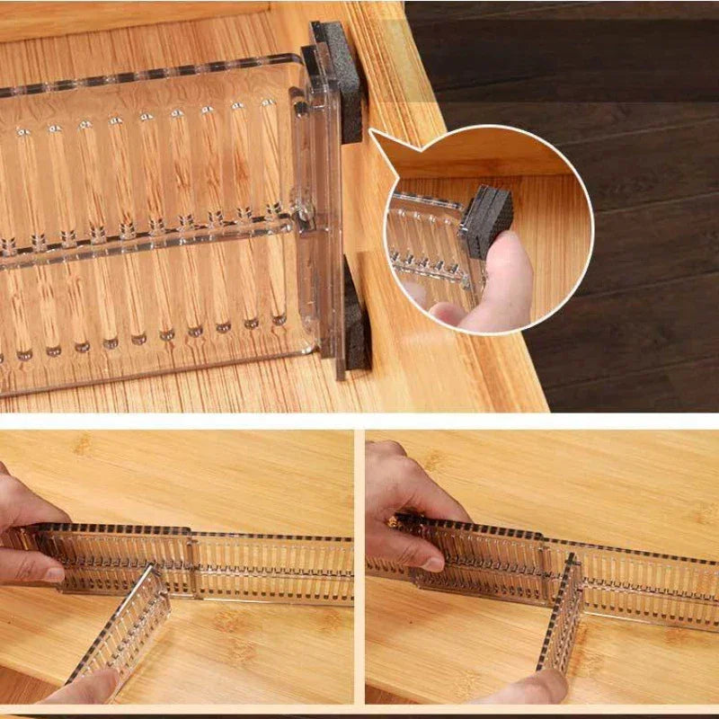 Monzzi 2-Piece Adjustable Acrylic Drawer Organizer Set