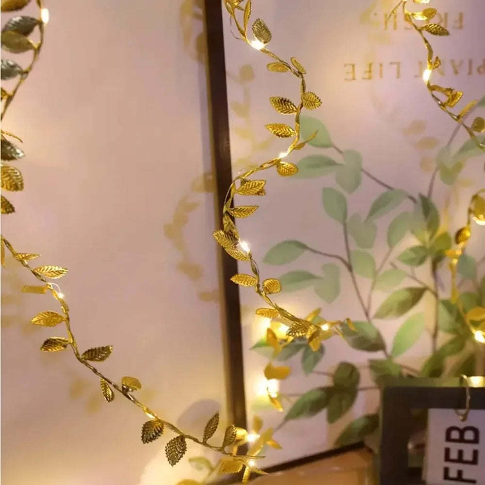 Golden Leaf Decorative LED String Lights by Monzzi