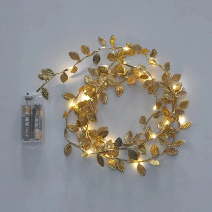 Golden Leaf Decorative LED String Lights by Monzzi