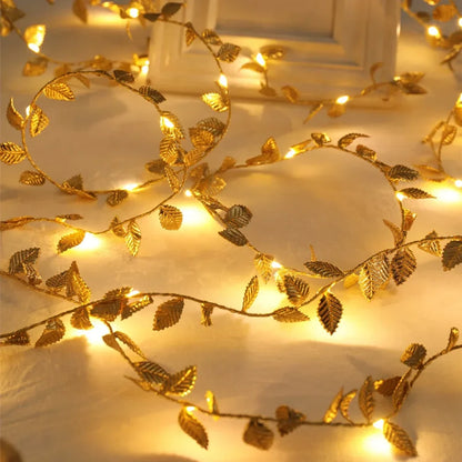 Golden Leaf Decorative LED String Lights by Monzzi