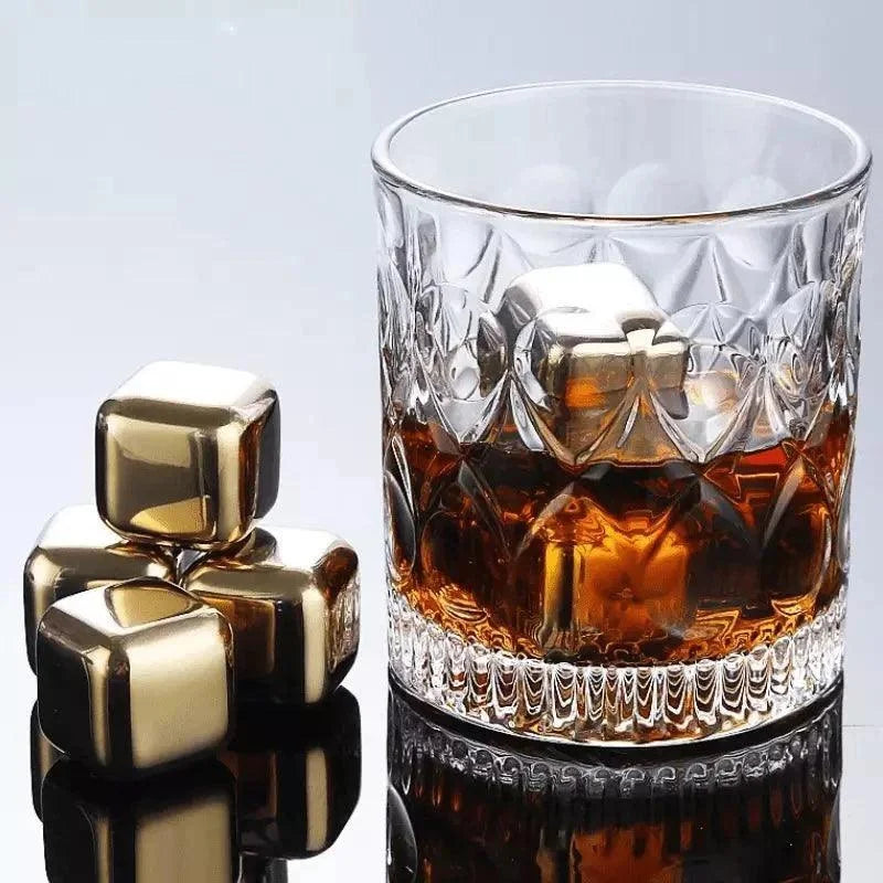 Monzzi Tongs with Golden Stainless Steel Ice Cubes