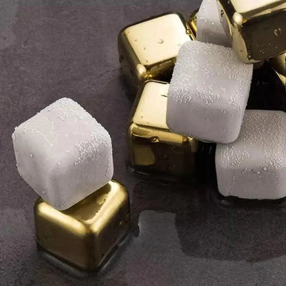 Monzzi Tongs with Golden Stainless Steel Ice Cubes