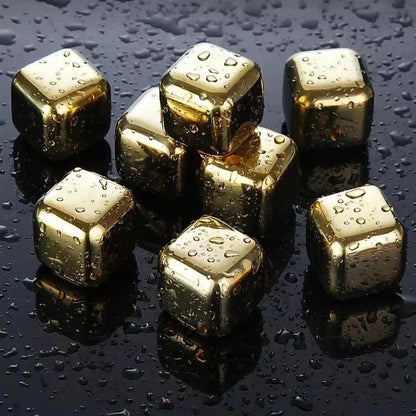 Monzzi Tongs and Golden Stainless Steel Ice Cubes Set