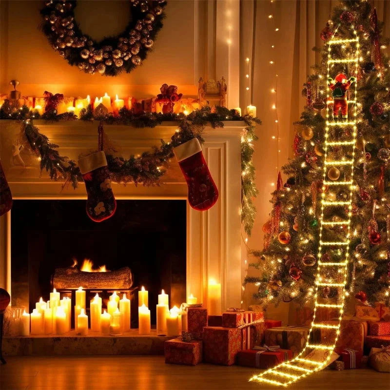 Illuminated Santa Claus Decoration with 3m Ladder for Christmas