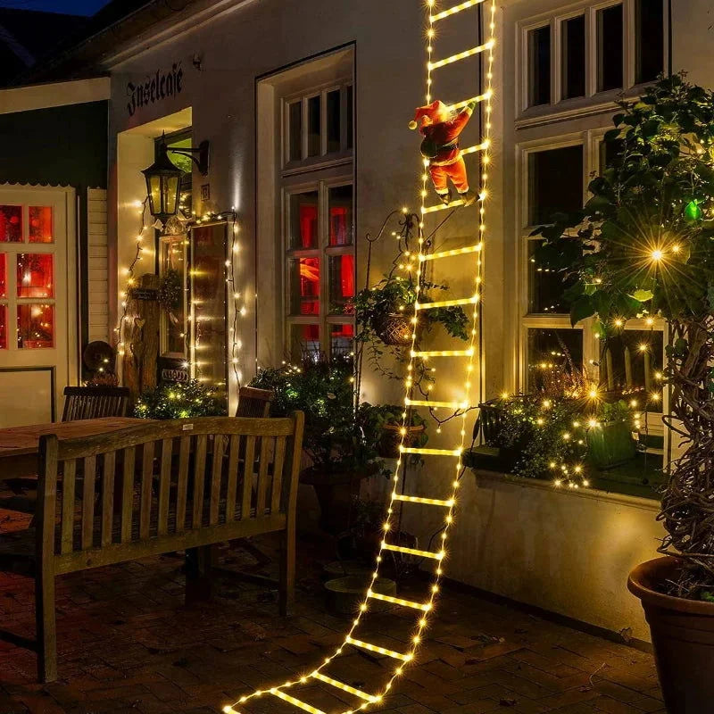 Illuminated Santa Claus Decoration with 3m Ladder for Christmas