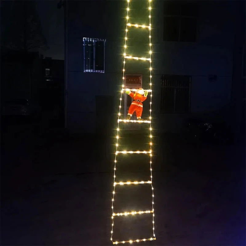 Illuminated Santa Claus Decoration with 3m Ladder for Christmas