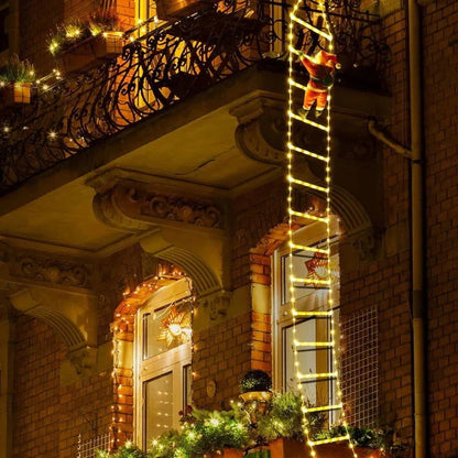 Illuminated Santa Claus Christmas Decoration with 3m Ladder - Monzzi