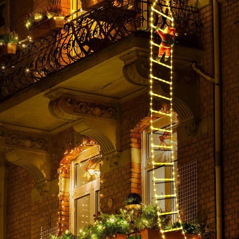 Illuminated Santa Claus Decoration with 3m Ladder for Christmas