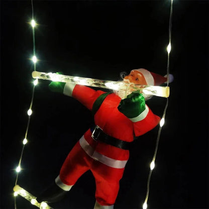 Illuminated Santa Claus Christmas Decoration with 3m Ladder - Monzzi