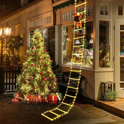 Illuminated Santa Claus Christmas Decoration with 3m Ladder - Monzzi