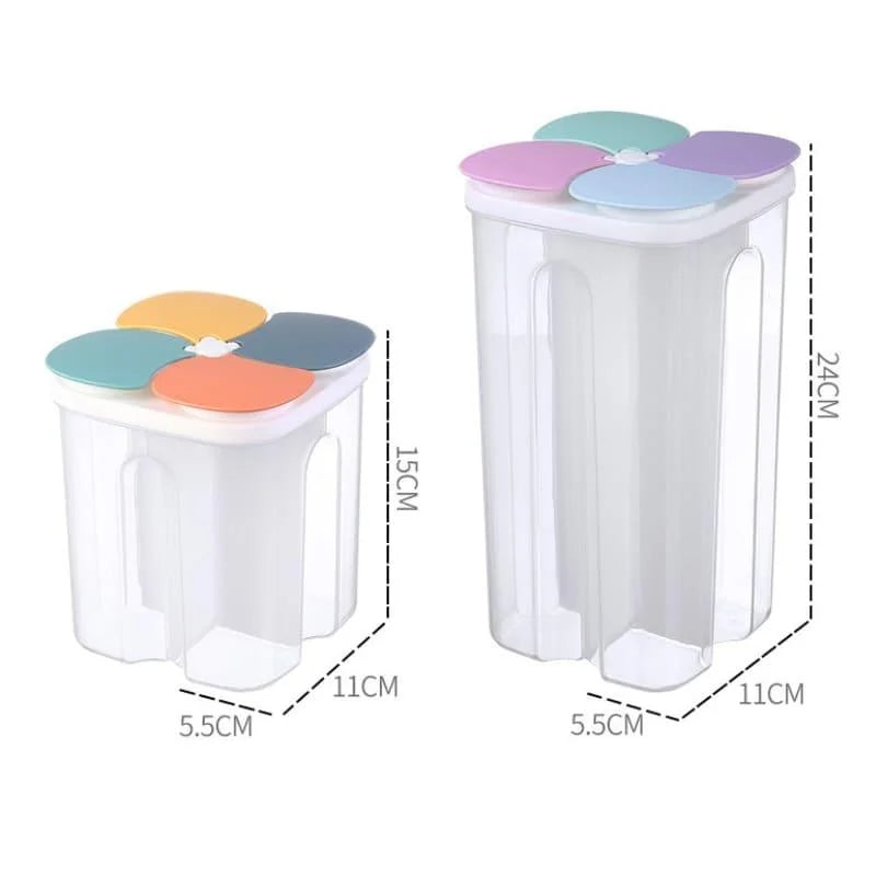 4-Compartment Food and Cereal Dispenser for Kitchen Organization
