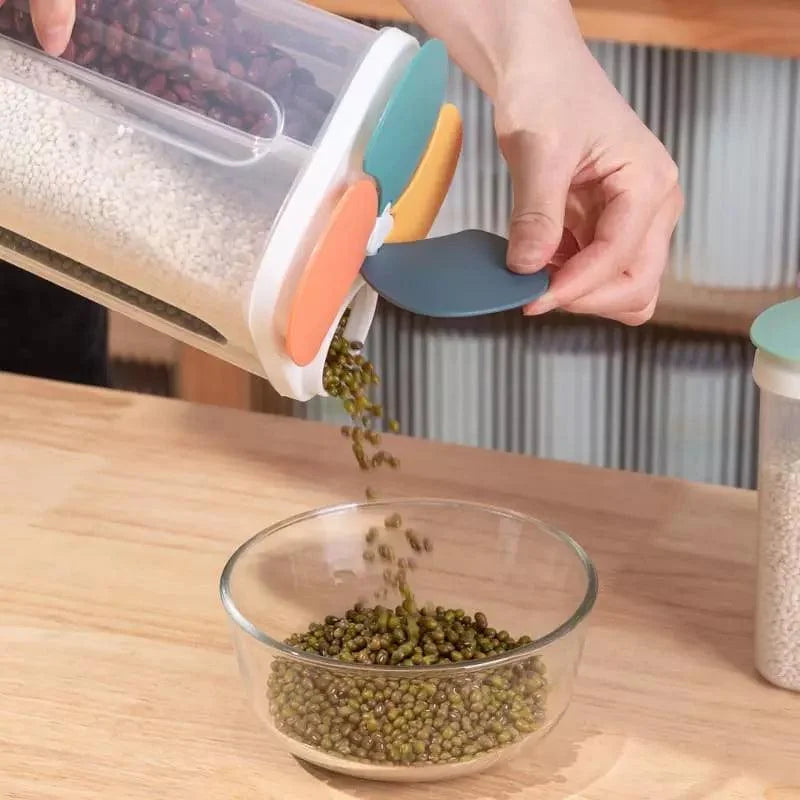 4-Compartment Food and Cereal Dispenser for Kitchen Organization