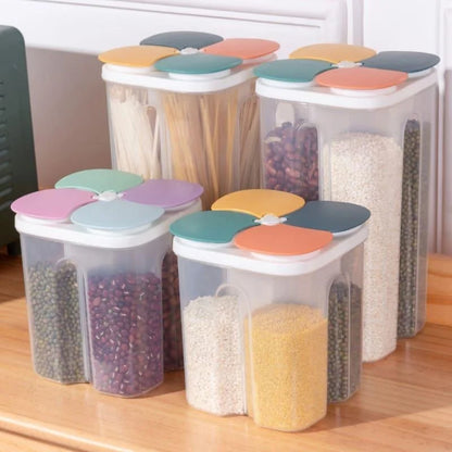 4-Compartment Food and Cereal Dispenser for Kitchen Organization