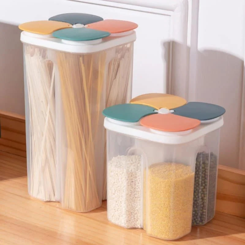 4-Compartment Food and Cereal Dispenser for Kitchen Organization