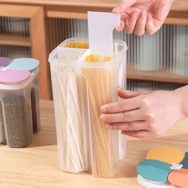 4-Compartment Food and Cereal Dispenser for Kitchen Organization