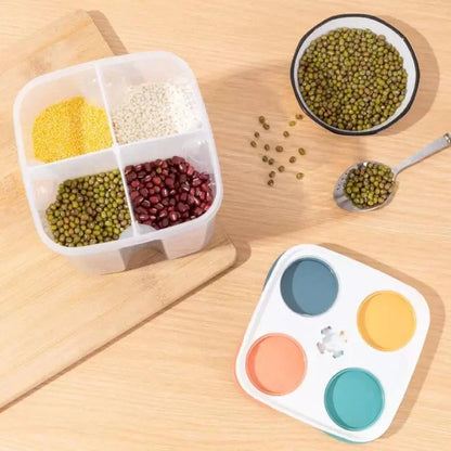 4-Compartment Food and Cereal Dispenser for Kitchen Organization