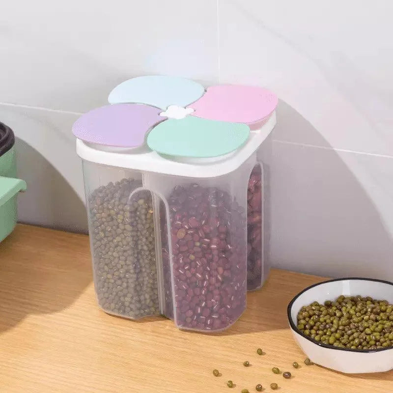 4-Compartment Food and Cereal Dispenser for Kitchen Organization