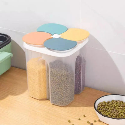4-Compartment Food and Cereal Dispenser for Kitchen Organization