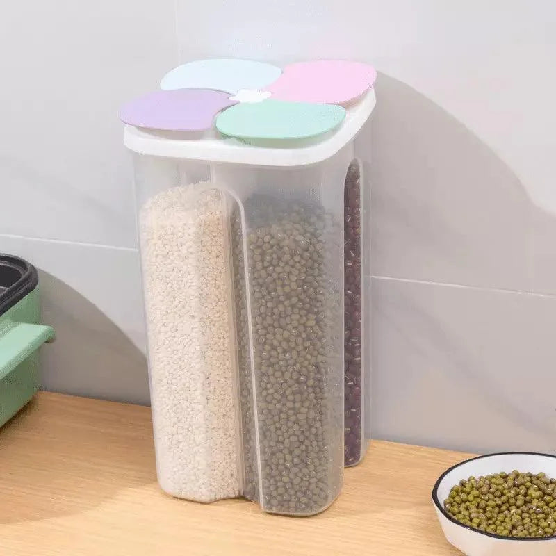 4-Compartment Food and Cereal Dispenser for Kitchen Organization