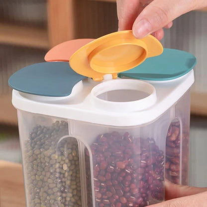 4-Compartment Food and Cereal Dispenser for Kitchen Organization