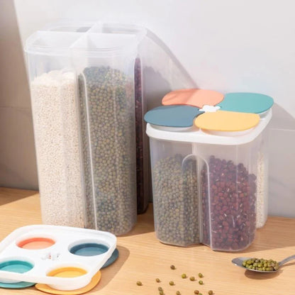 4-Compartment Food and Cereal Dispenser for Kitchen Organization