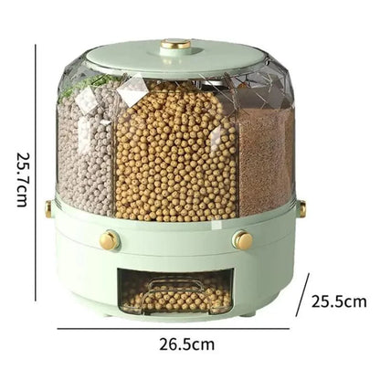 Monzzi 6-Compartment Rotating Food and Cereal Dispenser