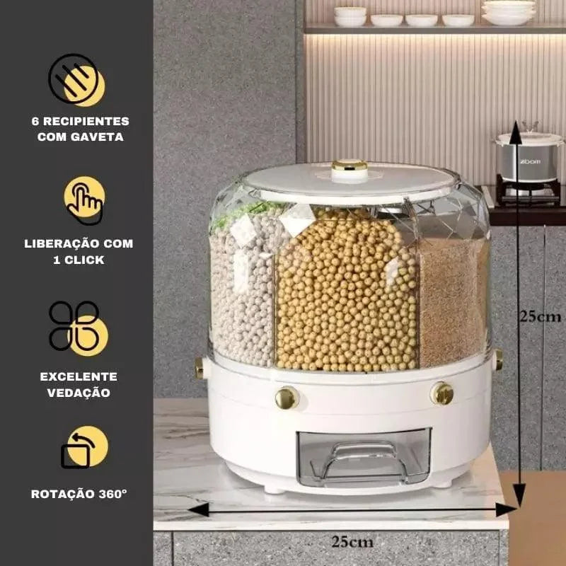 Monzzi 6-Compartment Rotating Food and Cereal Dispenser