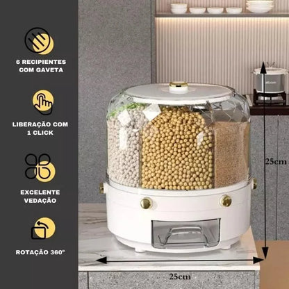 Monzzi 6-Compartment Rotating Food and Cereal Dispenser