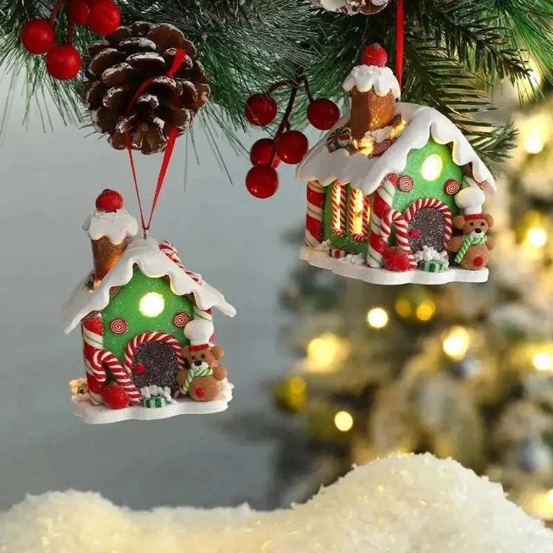 Rustic Christmas House Pendant Ornament for Monzzi Tree
