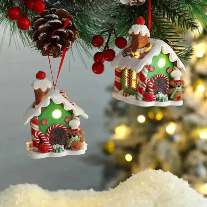 Rustic Christmas House Pendant Ornament for Monzzi Tree