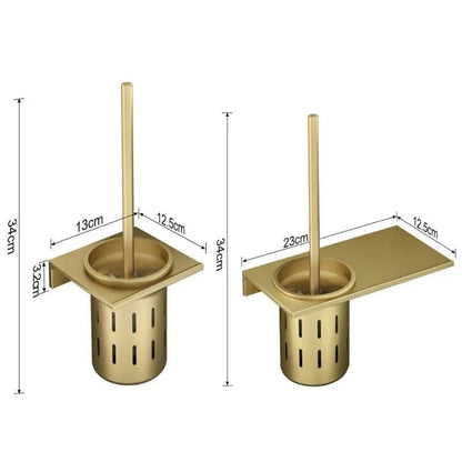 Monzzi Gold Aluminum Toilet Brush with Holder for Bathroom