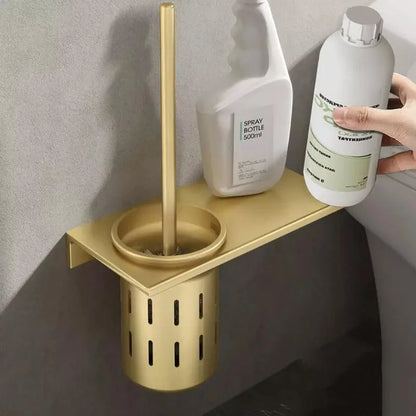 Monzzi Gold Aluminum Toilet Brush with Holder for Bathroom