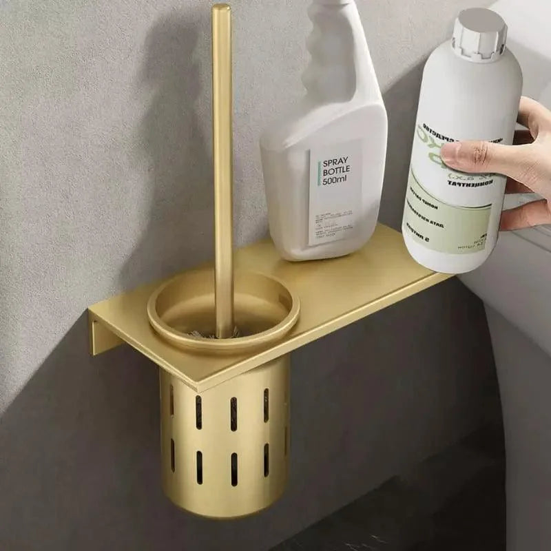 Monzzi Gold Aluminum Toilet Brush with Stylish Holder