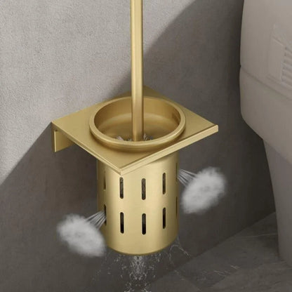 Monzzi Gold Aluminum Toilet Brush with Holder for Bathroom