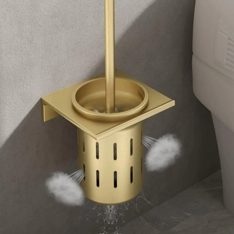 Monzzi Gold Aluminum Toilet Brush with Stylish Holder