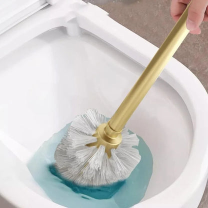 Monzzi Gold Aluminum Toilet Brush with Holder for Bathroom