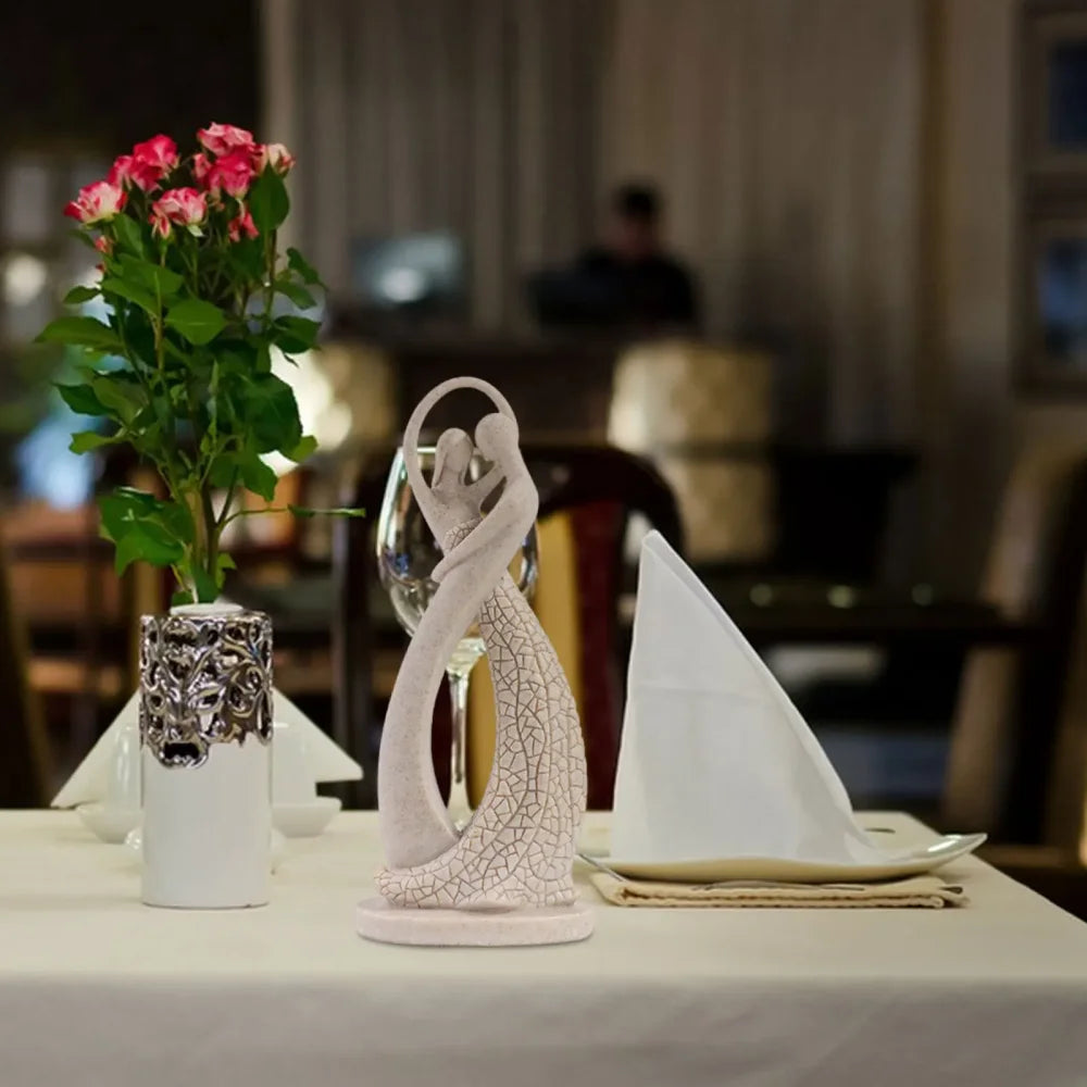 Modern Abstract Couple Sculpture for Tabletop and Contemporary Decor