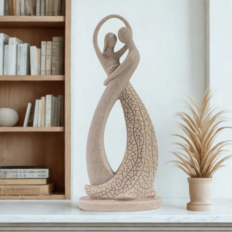 Modern Abstract Couple Sculpture for Tabletop and Contemporary Decor