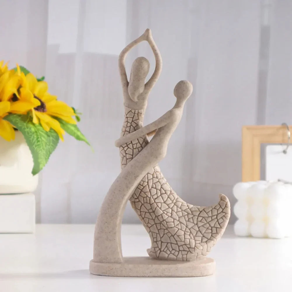 Modern Abstract Couple Sculpture for Tabletop and Contemporary Decor