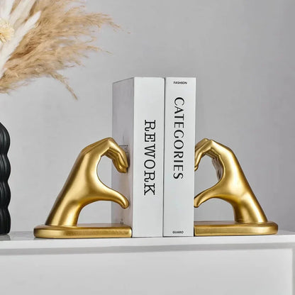 Golden Hands Bookends Sculpture for Living Room and Bedroom Décor