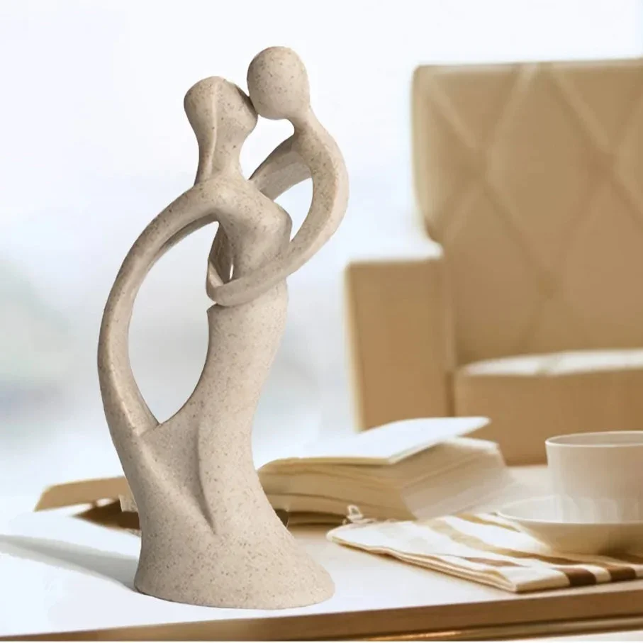 Artisan-Made Natural Sandstone Couple Sculpture for Your Monzzi Room
