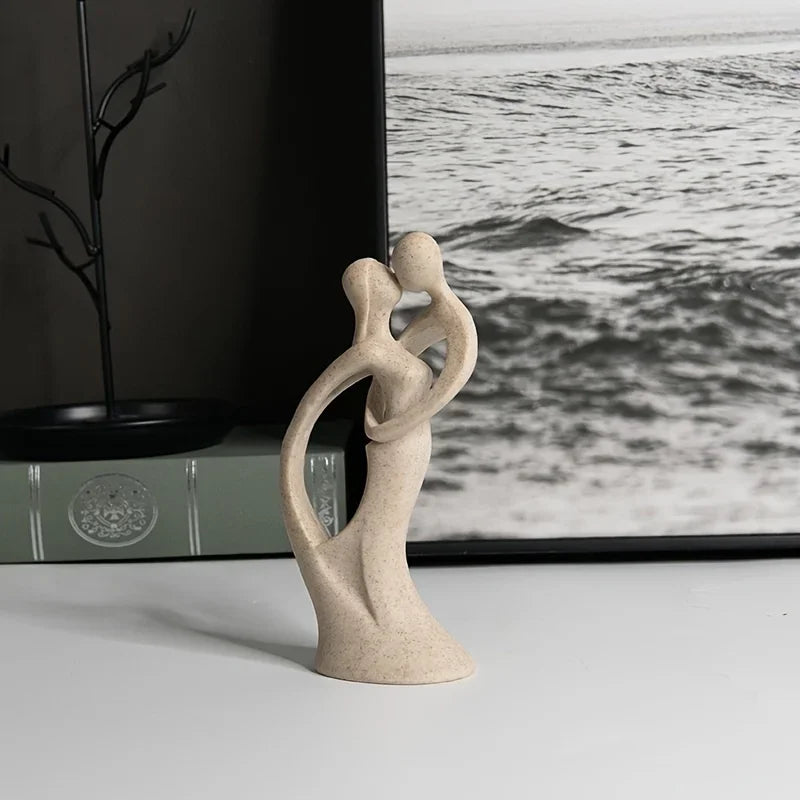 Artisan-Made Natural Sandstone Couple Sculpture for Your Monzzi Room