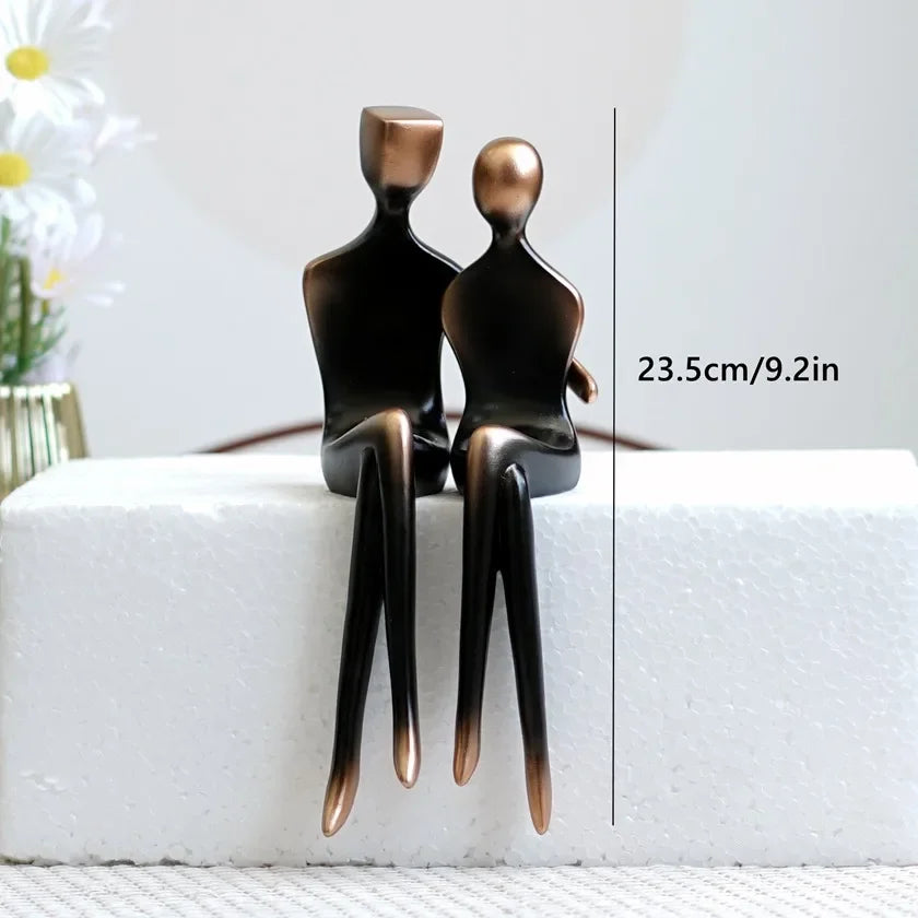 Bronze Resin Couple Sculpture for Living Room Decor